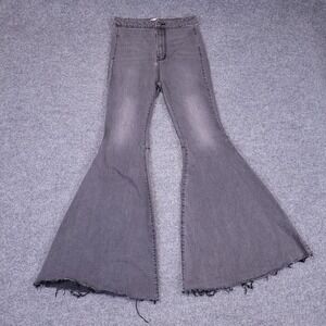 Free People Just Float On Super Flare 27x32 Actual Sz Gray High Rise Raw Hem